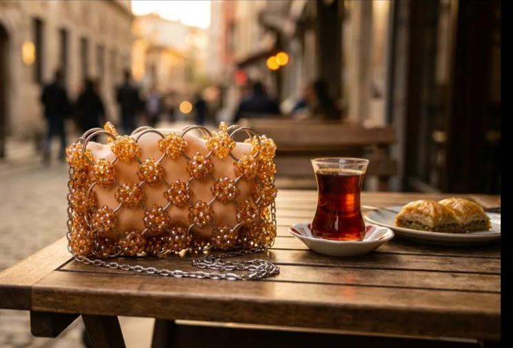 Boncuklu Gold Çanta LN21 GOLD