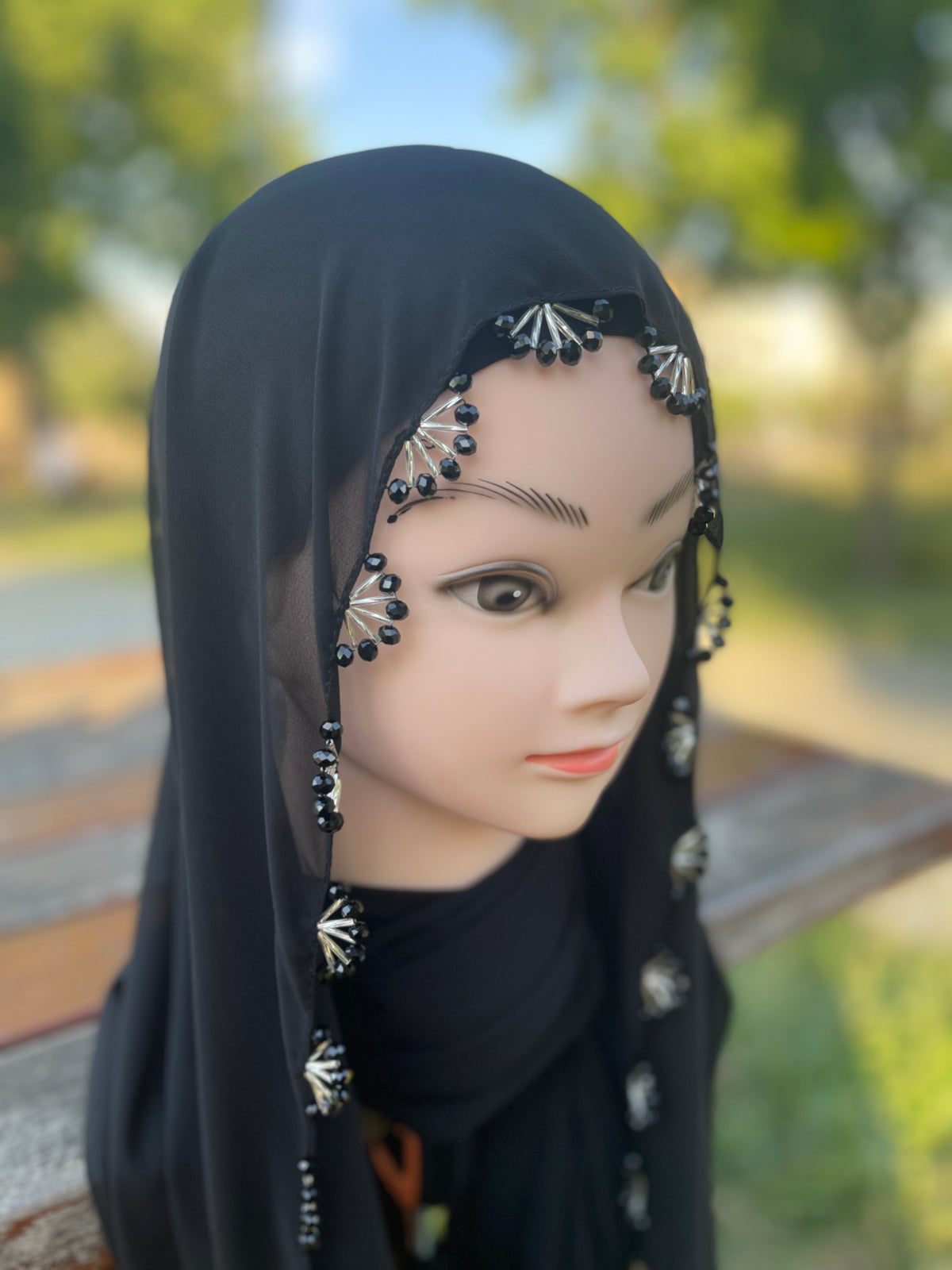 Taş İşlemeli Siyah Şal SL02 WSB